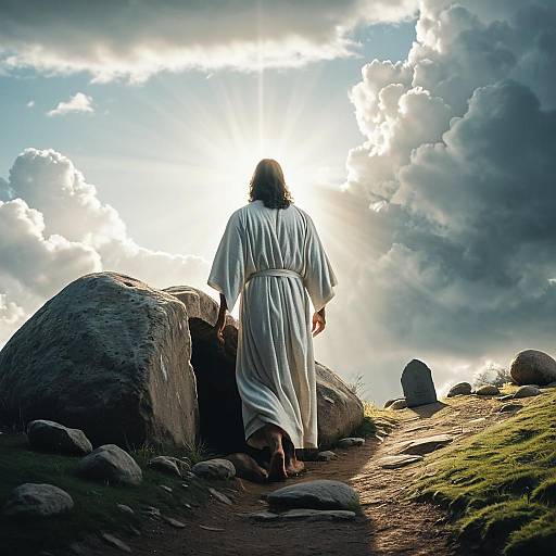 Resurrected Jesus Emerging from the Tomb