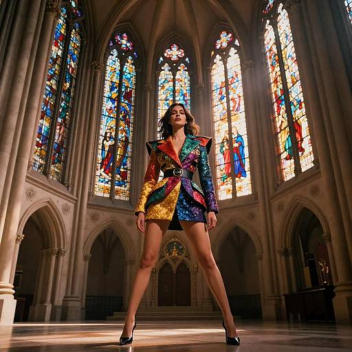 Glamour Fashion in Gothic Cathedral