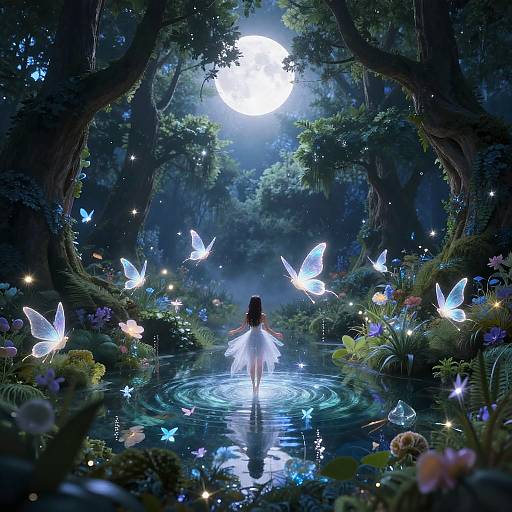 Enchanted Fey Glade at Moonlight