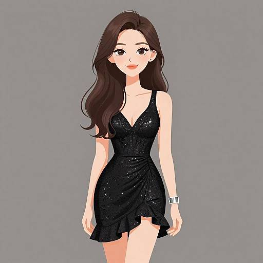 Elegant Woman in Shimmery Evening Dress