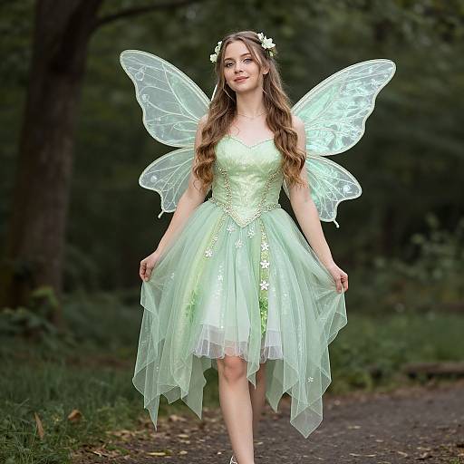 Woman in Green Fairy Dress