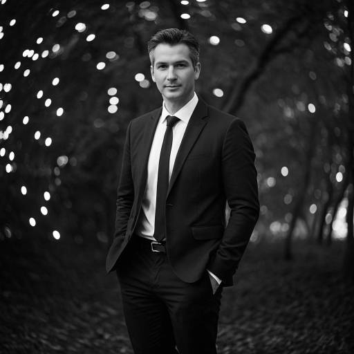 Man in Dark Blazer and Tie with Bokeh Background