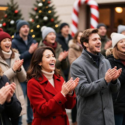 Group Singing at Outdoor Christmas Celebration