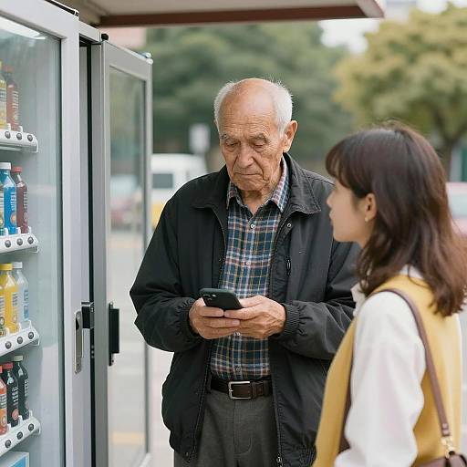 Curious Encounter Through Glass Door