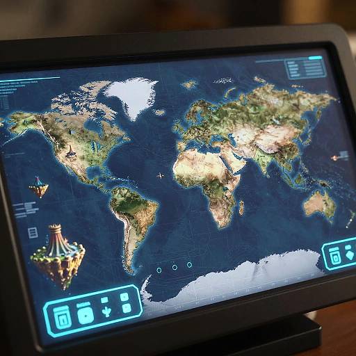 Futuristic Holographic World Map