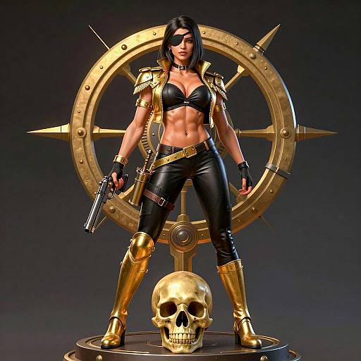 Futuristic Pirate Warrior Woman Illustration