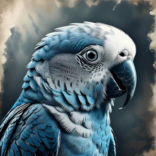 Majestic Blue Parakeet in Vintage Style