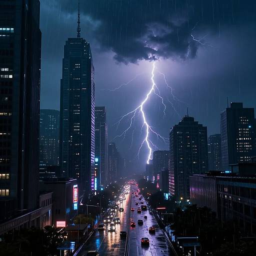 Cyberpunk Stormy Cityscape
