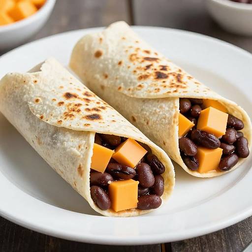 Fresh Burritos with Cheese and Beans