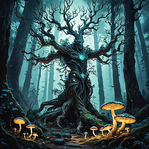 Mystical Woodland Guardian in Watercolor