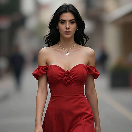 Rust Colored Off-Shoulder Gown Portrait