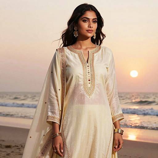 Luxurious Pathani Suit at Sunset Beach