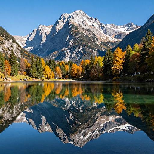Autumn Alpine Lake Reflection Scene