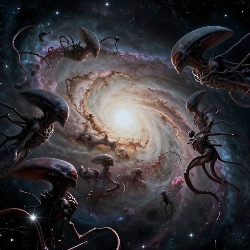 Biomechanical Aliens in Cosmic Nebula