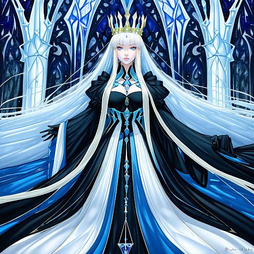 Illustration of Morgan le fay (queen of winter) (fate), fate/grand order in the style of Abenattou