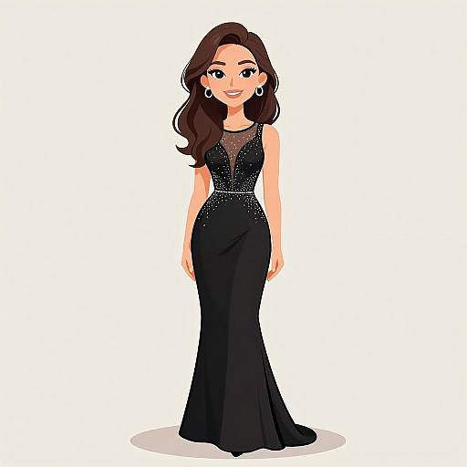 Elegant Woman in Beaded Evening Gown