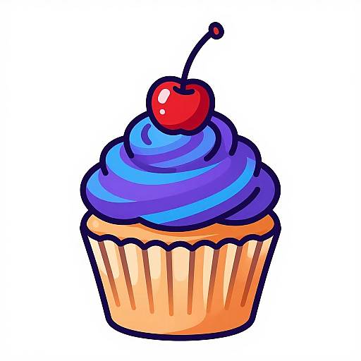 Colorful Cartoon Cupcake Vector Art