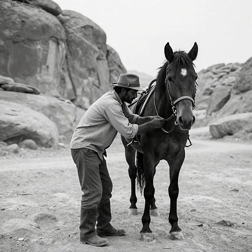Rugged Desert Duo with Horse Portrait