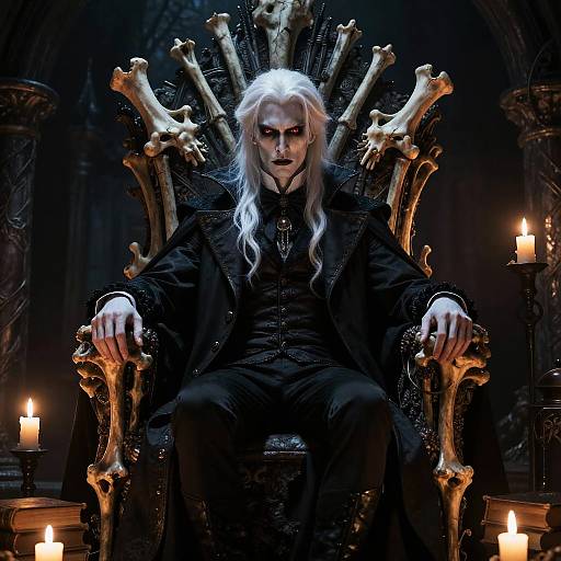 White-Haired Vampire on Bone Throne