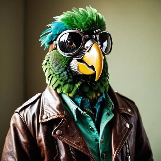 Parrot Wearing Aviator Jacket and Goggles