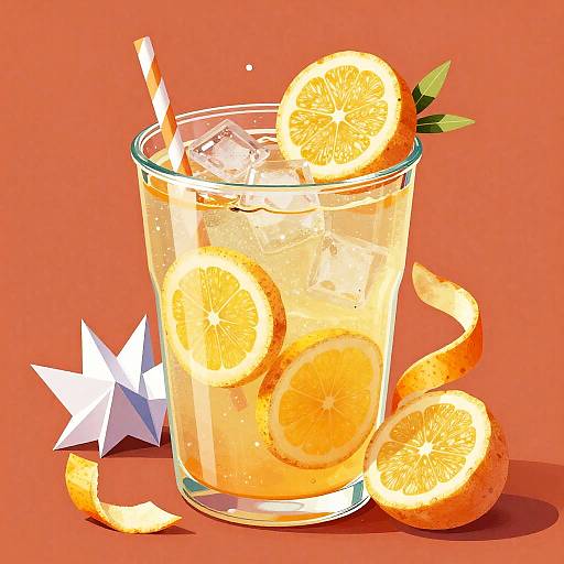 Sparkling Yuzu Cooler Origami Illustration