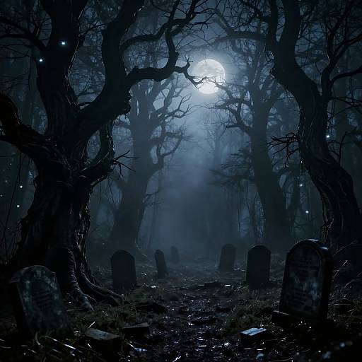 Foggy Haunted Forest at Night