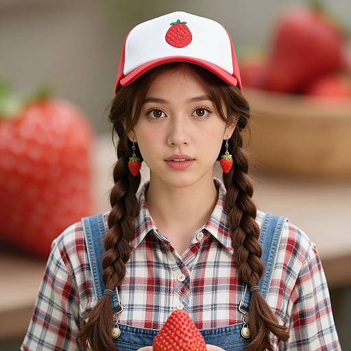 Strawberry Farmer Girl in Overalls