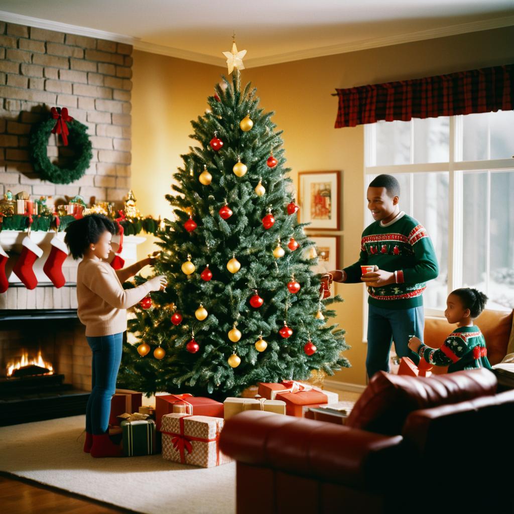 Nostalgic Family Christmas Tree Moment