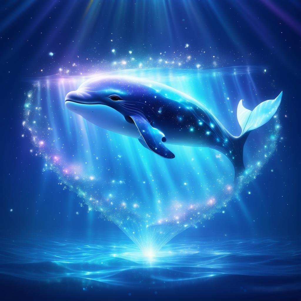 Whimsical Baby Whale in Dreamy Ocean