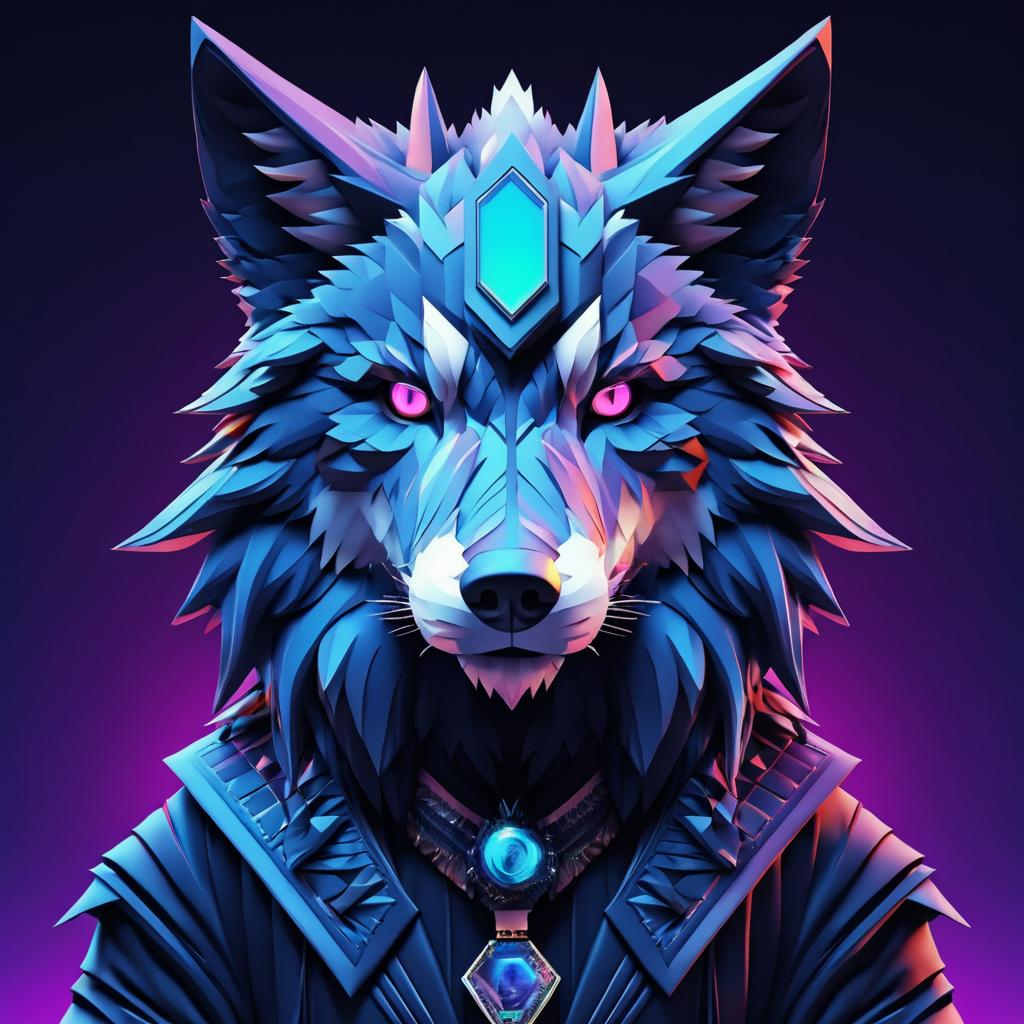 Glitched Wolf Deity Concept Art