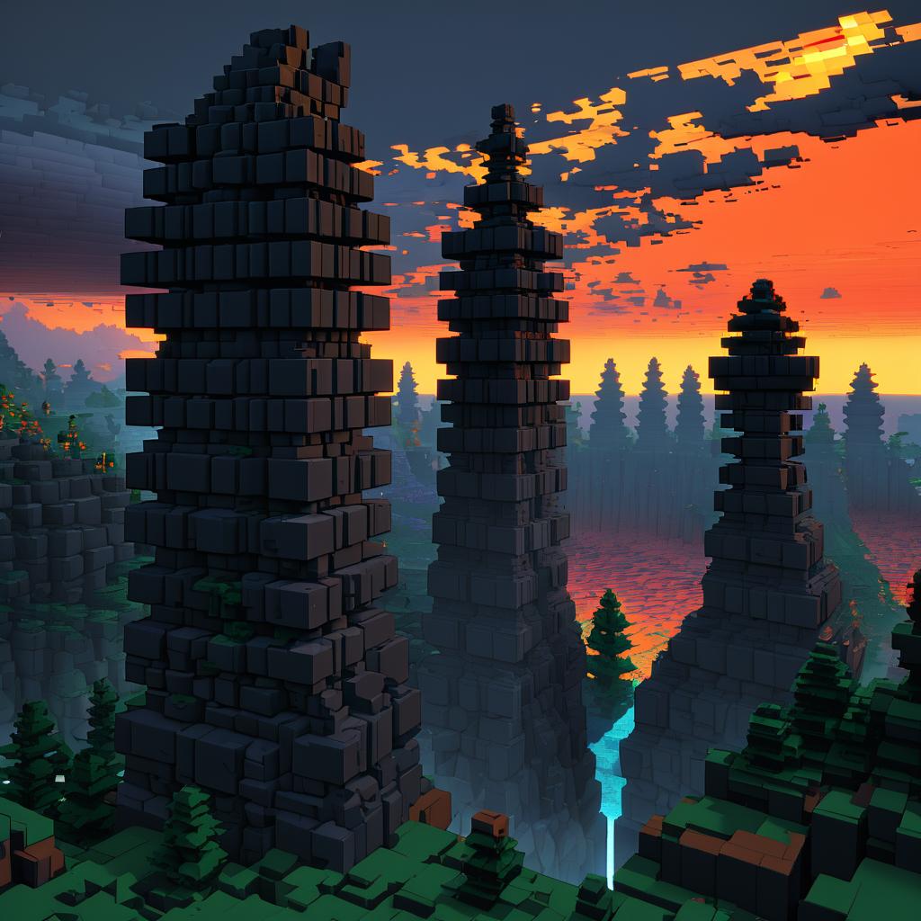 Stunning Voxel Landscape at Dusk