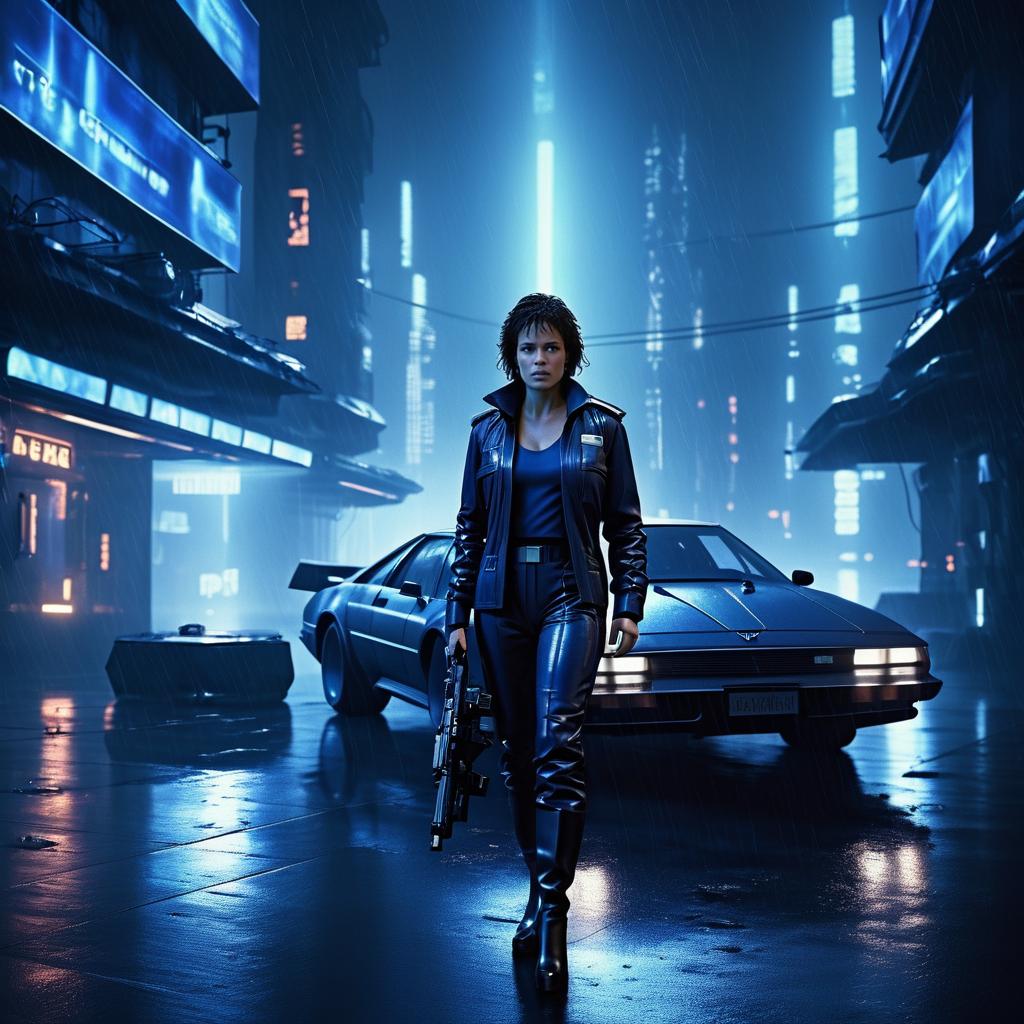 Ellen Ripley in a Futuristic Cityscape