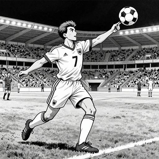 Manga Football Player Shooting for Win