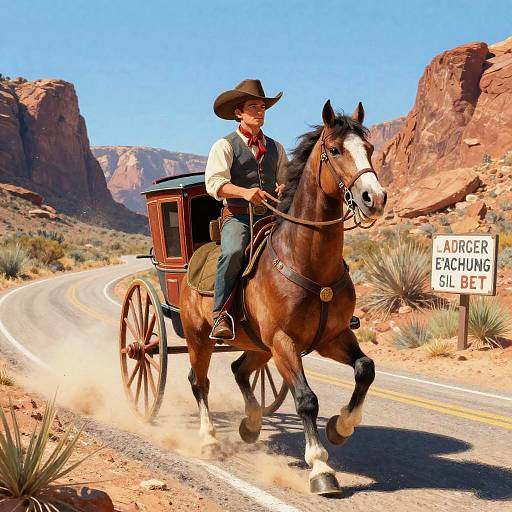 Whimsical Anthropomorphic Horse Driver