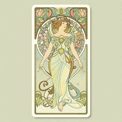 Art Nouveau Tarot Card Back Design
