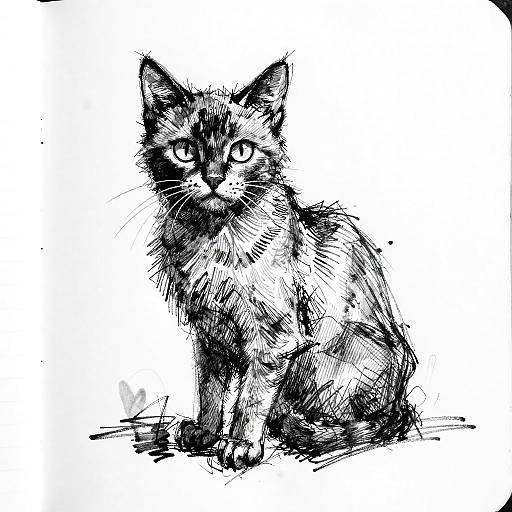 Expressionist Cat Sketch in Charcoal