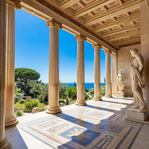 Ancient Ionic Greek Architecture with Statues