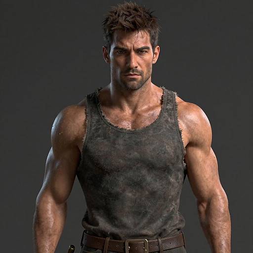 Rugged Male Hero in Shabby Chic Style