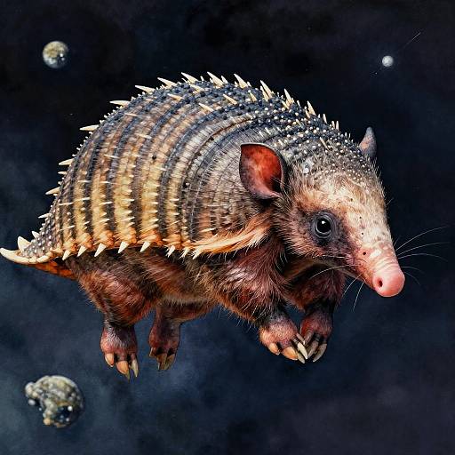 Lifelike Armadillo Floating in Space