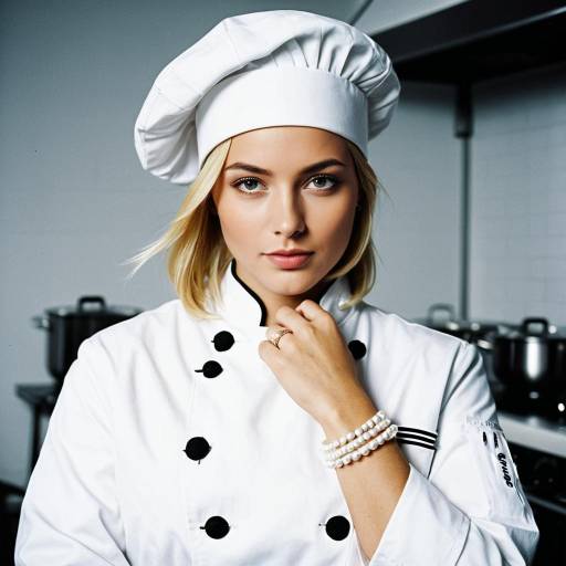 Elegant Blonde Female Chef in White Uniform
