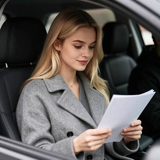 Contemplative Woman in Car Portrait