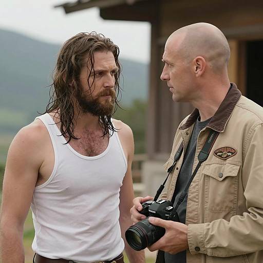 Two Men in Nature with a Camera