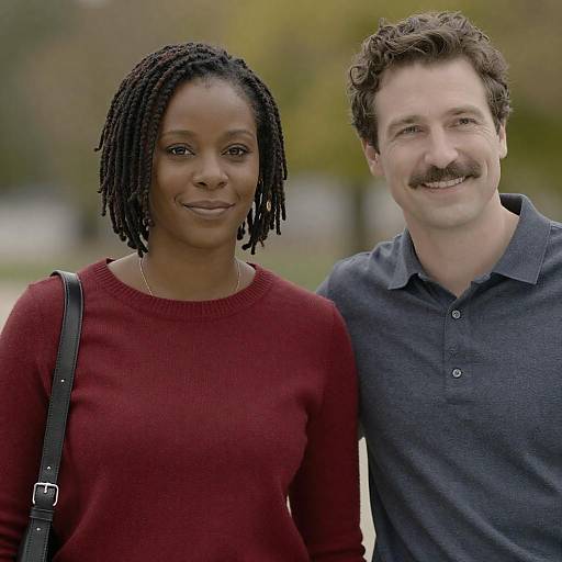 Black Woman with Dreadlocks and Partner Outdoors