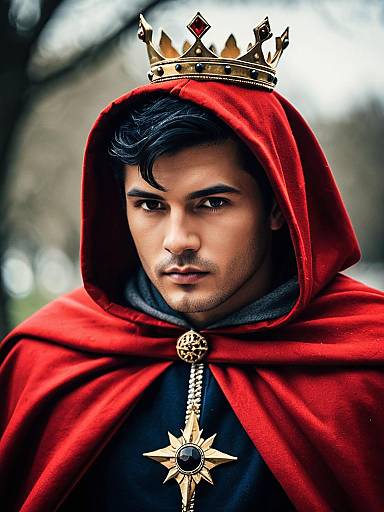 Realistic Red King Costume with Crown