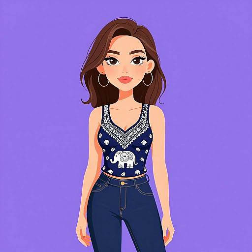 Casual Woman in Navy Blue Outfit