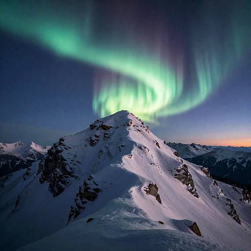 Mystical Auroral Mountain at Winter Dawn