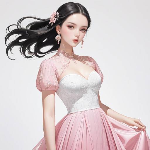 Elegant Solo Woman in Pink Skirt Elegant Solo Woman in Pink Skirt