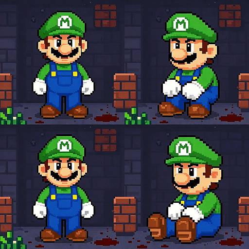 Pixel Art Mario Horror Collage