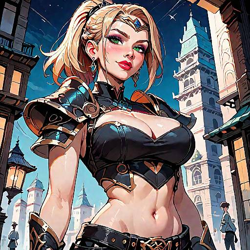 Blonde Anime Girl in Night City