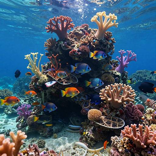 Surreal Underwater Coral Reef Scene